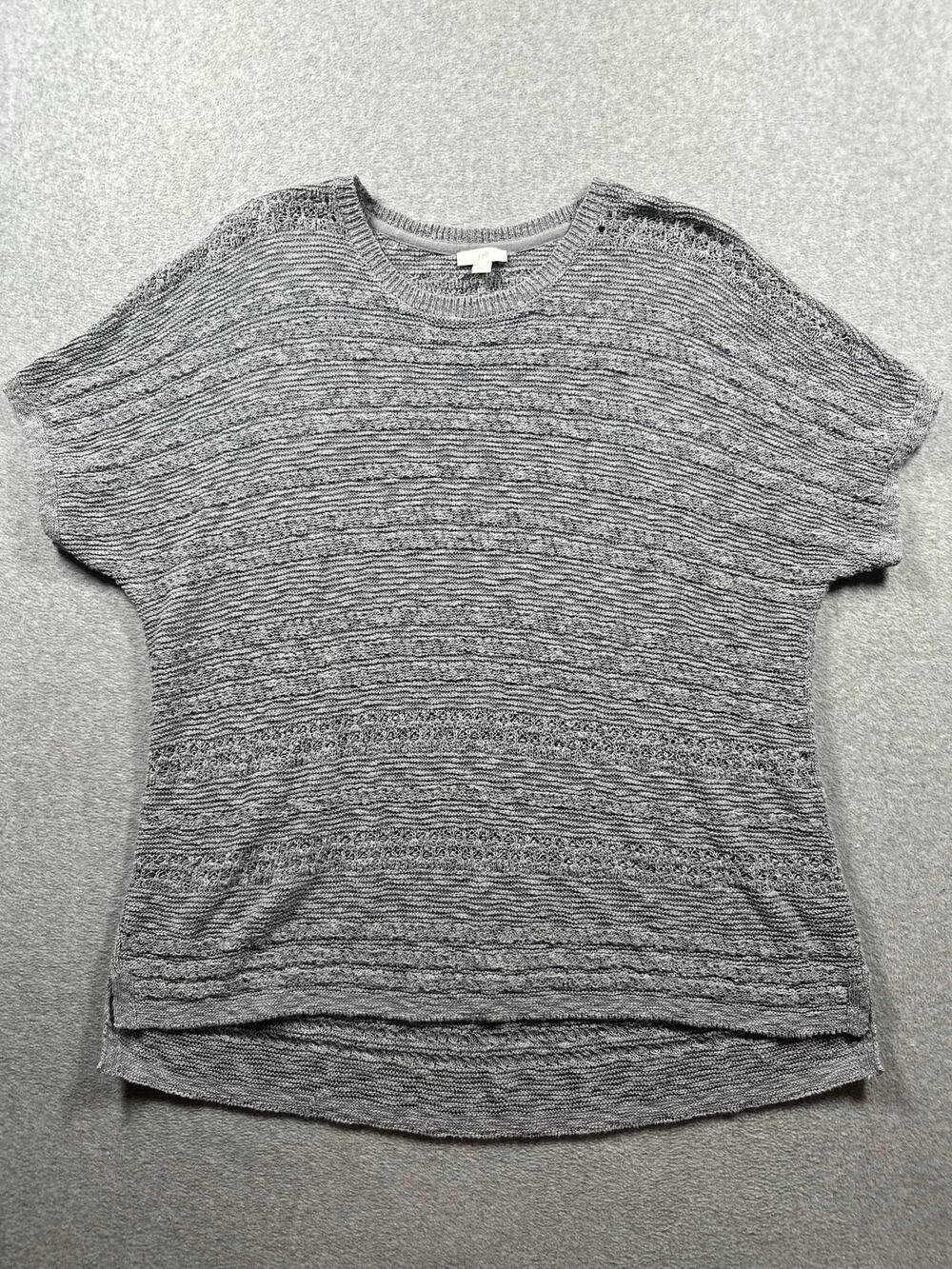 J. Jill Pullover Sweater Women's SZ XL Petite Gray Knitted Crewneck Short Sleeve